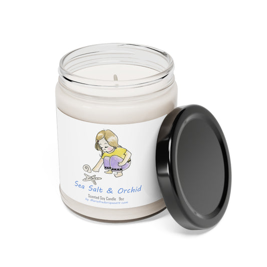 Candle Linen Collection, "Sea Salt and Orchid", Scented Soy Candle, 9oz by Marie Frederique