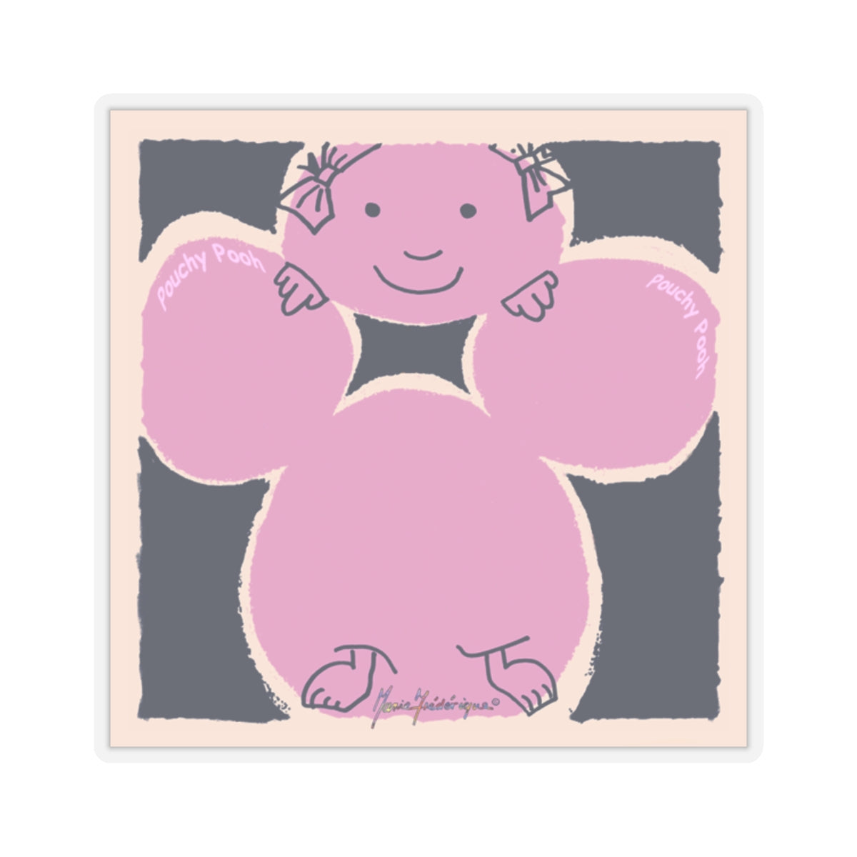 Pouchy Pooh (Pronounced Puchi Poo) whimsical Sticker by artist Marie Frederique