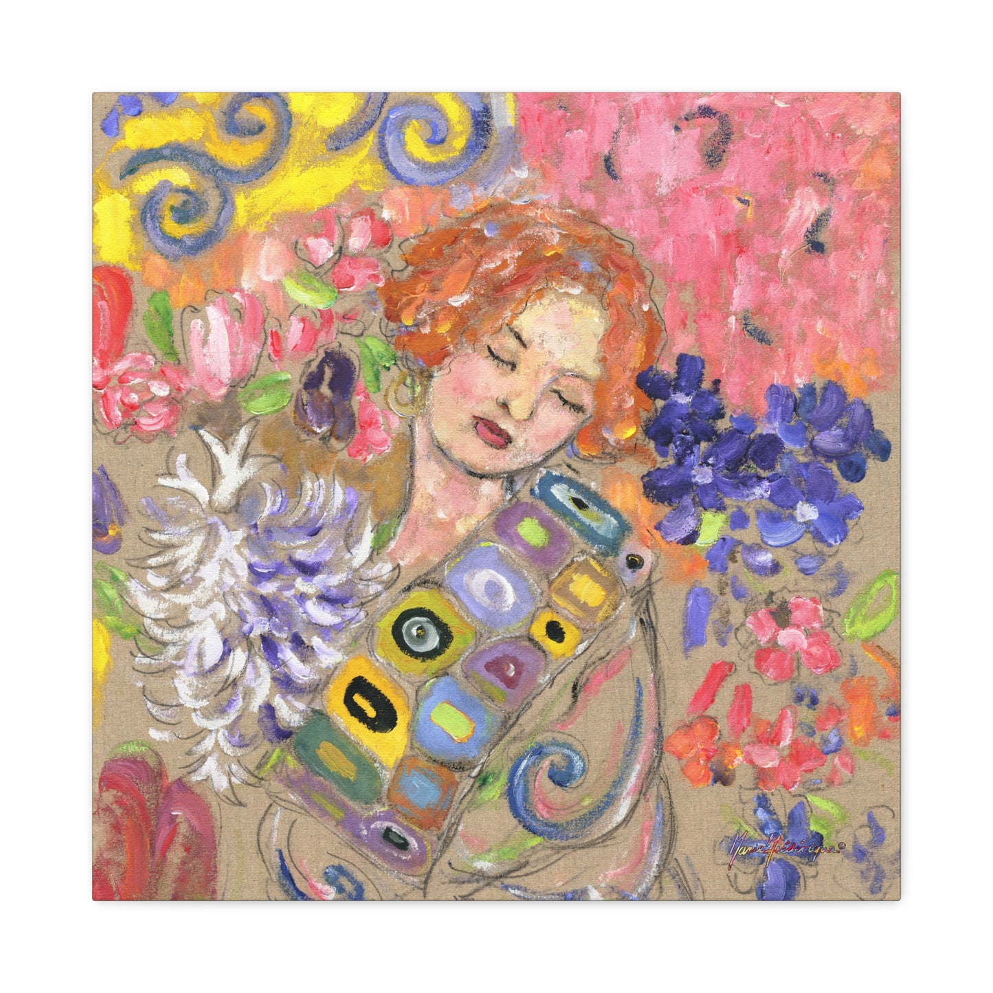 Rose 1 - Flower Girl  Stretched Canvas Print by artist Marie Frederique