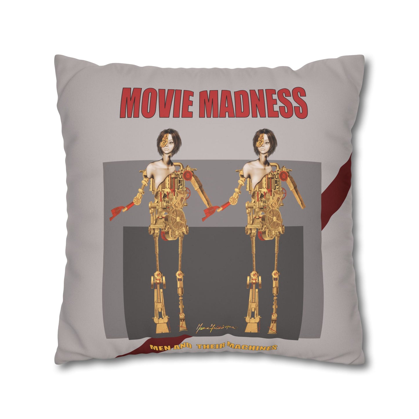 Movie Madness Faux Suede Square Pillowcase by artist Marie Frederique