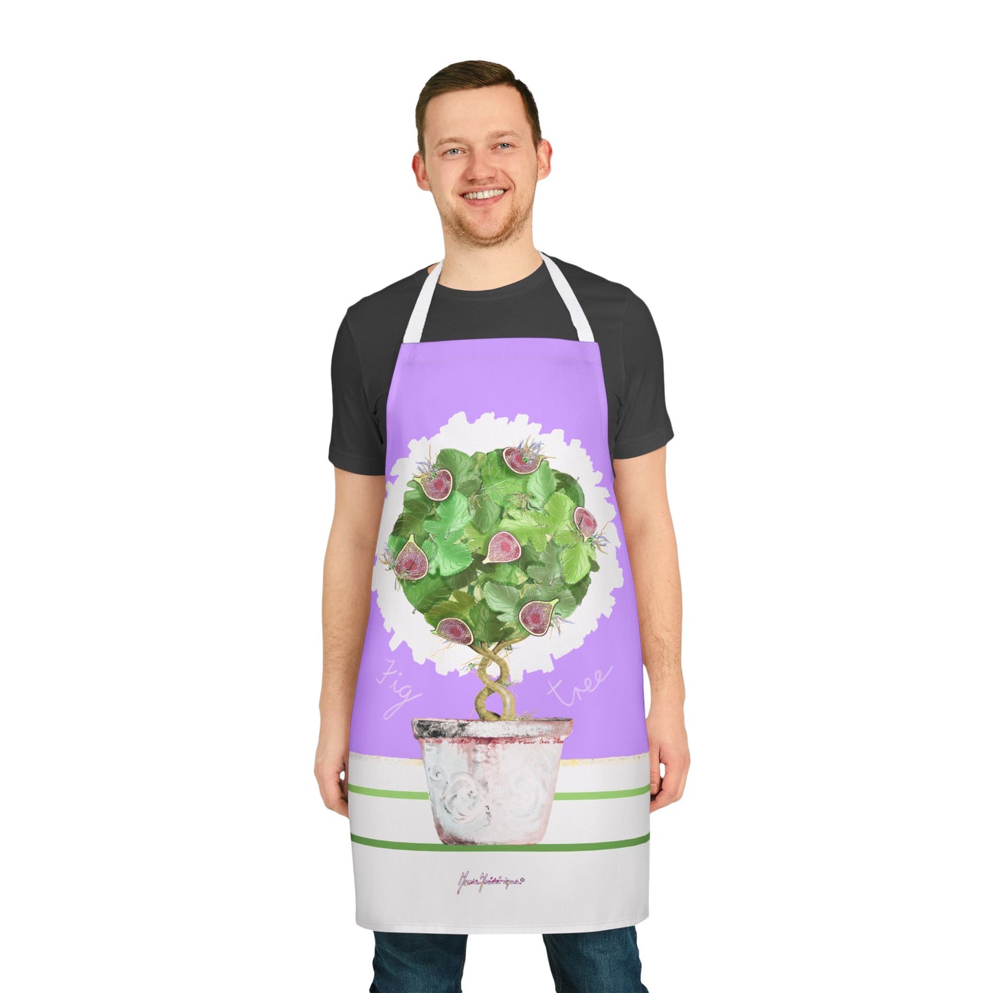 Fiig Topiary Apron — Lavender Kitchen Gardening Gift by artist Marie Frederique