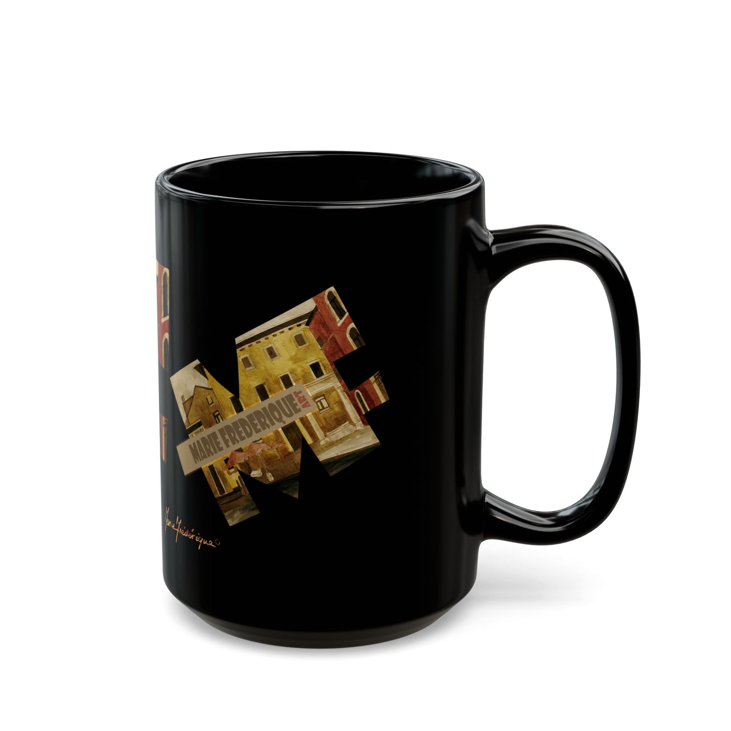 MF ART, Italian Celebration - Black Mug (11oz, 15oz) by artist Marie Frederique