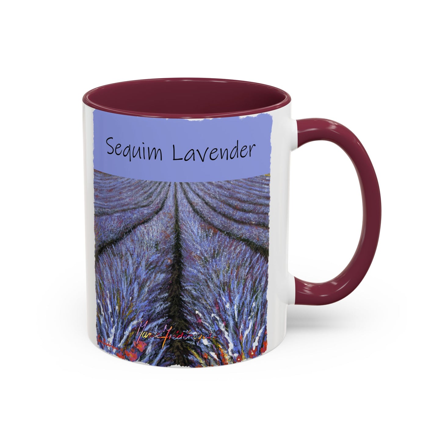 Lavender field Mug, Meet Me in the Fields Coffee Cup, by artist Marie Frederique