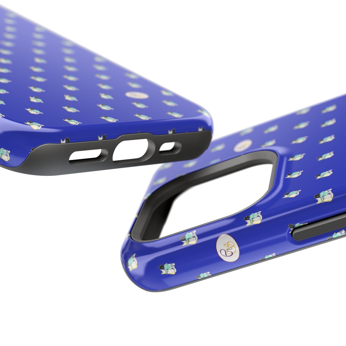 CTS Blue - repeat pattern boy and dog, Impact-Resistant Phone Cases by artist Marie Frederique