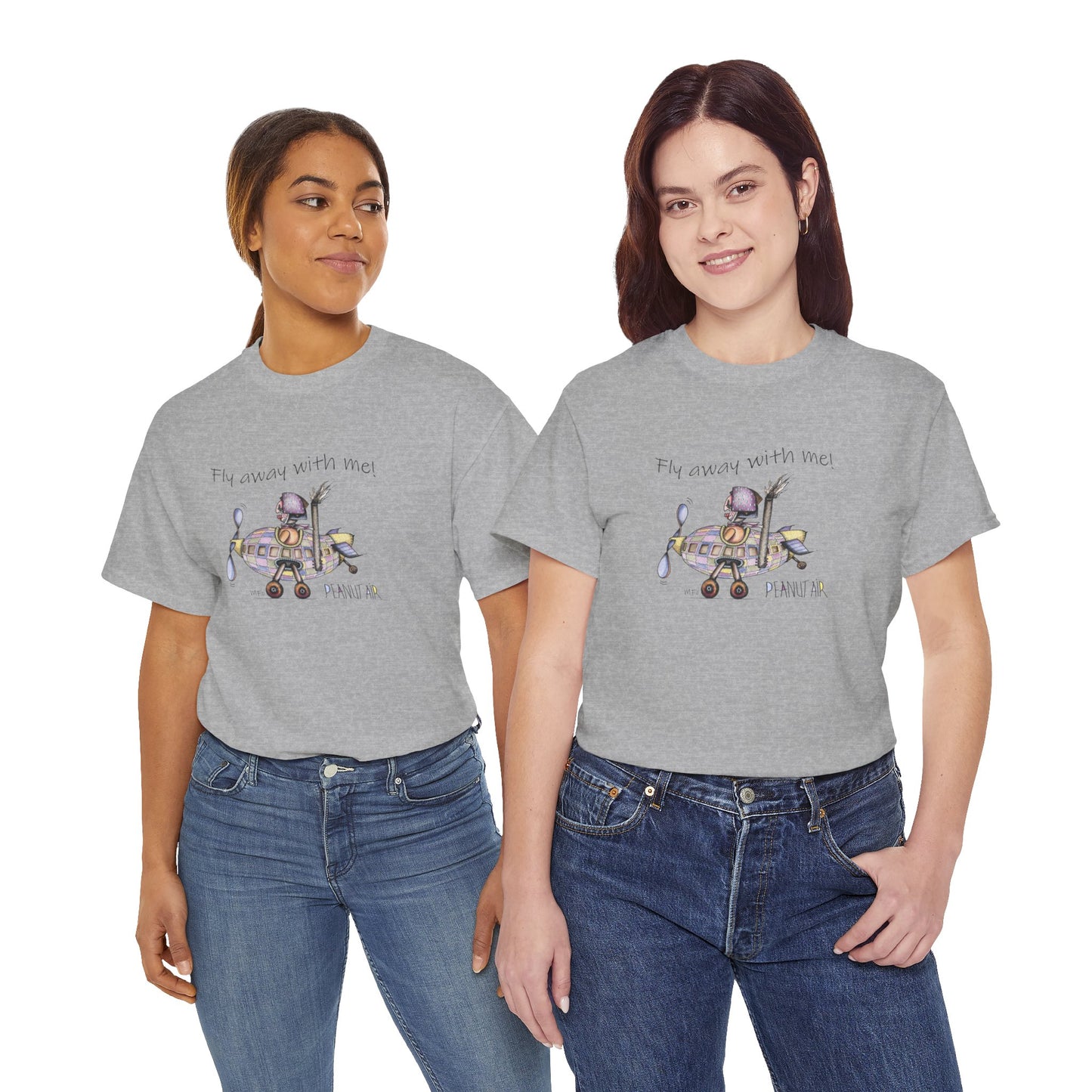 PEANUT AIR, "Fly away with me!" Unisex Heavy Cotton Tee by artist Marie Frederique (S - 5XL)