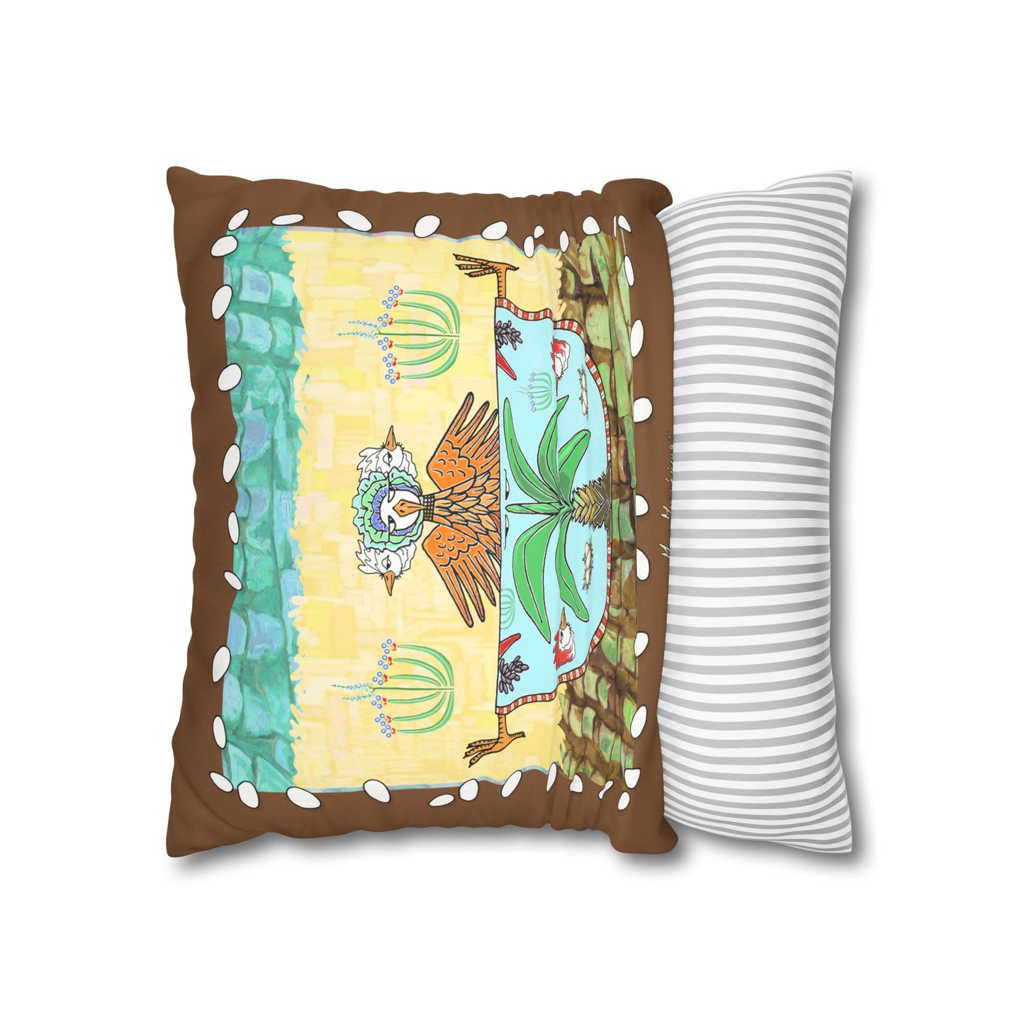 Chic Chick, Boho Faux Suede Pillowcase by artist Marie Frederique