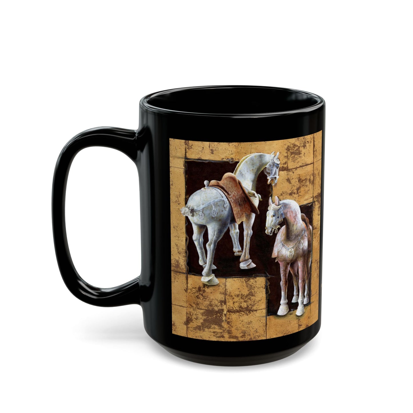 CTS Collection - Asian horse 2, Black Mug (11oz, 15oz) By Artist Marie Frederique