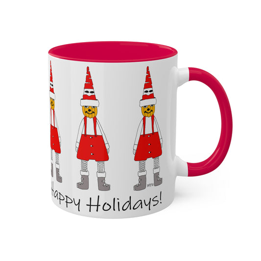 Christmas Mugs - Whimsical Pumpkin Santa Line Up by artist Marie Frederique