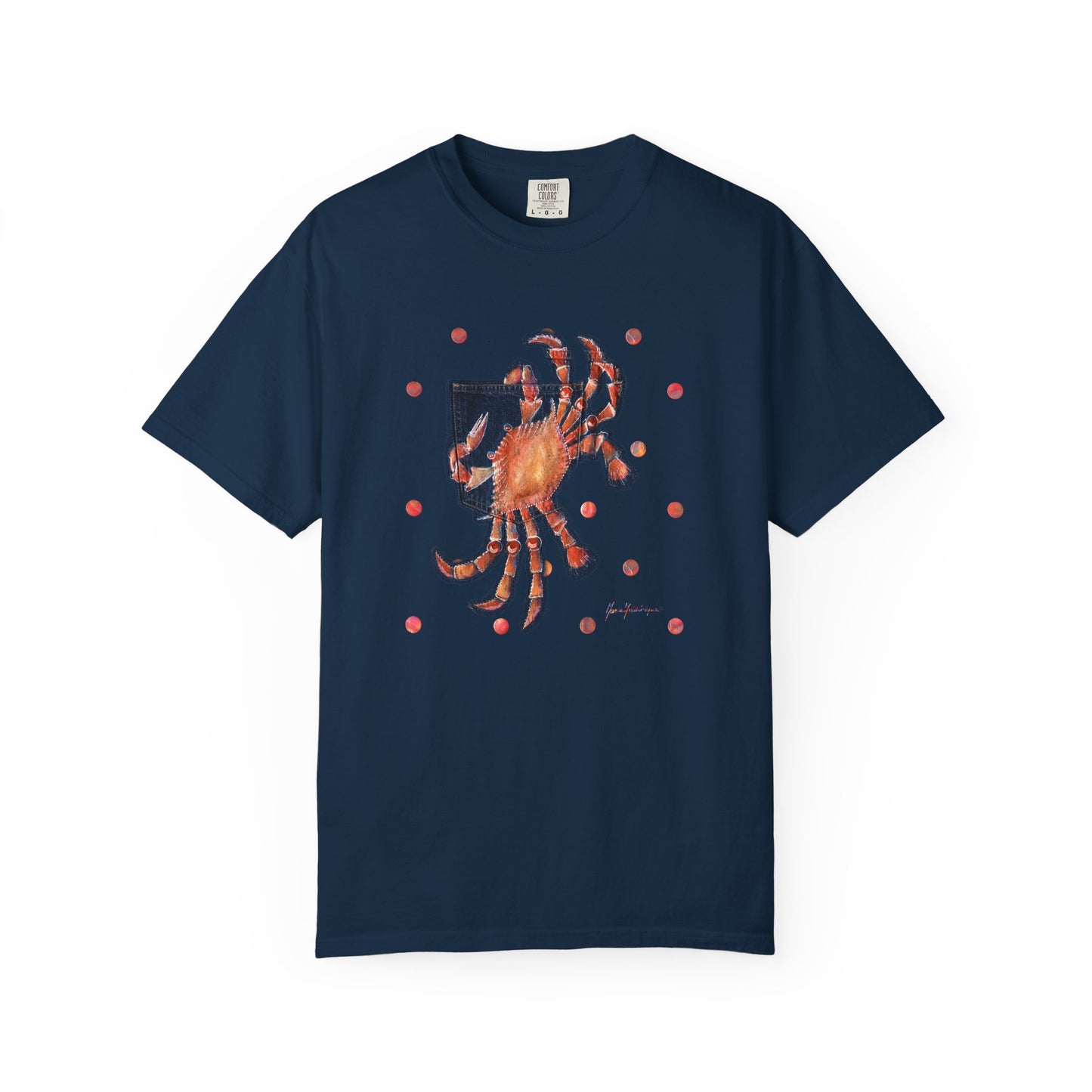 Crab Graphic T-Shirt — Retro Coastal Art by artist Marie Frederique