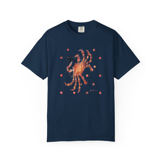 Crab Graphic T-Shirt — Retro Coastal Art by artist Marie Frederique