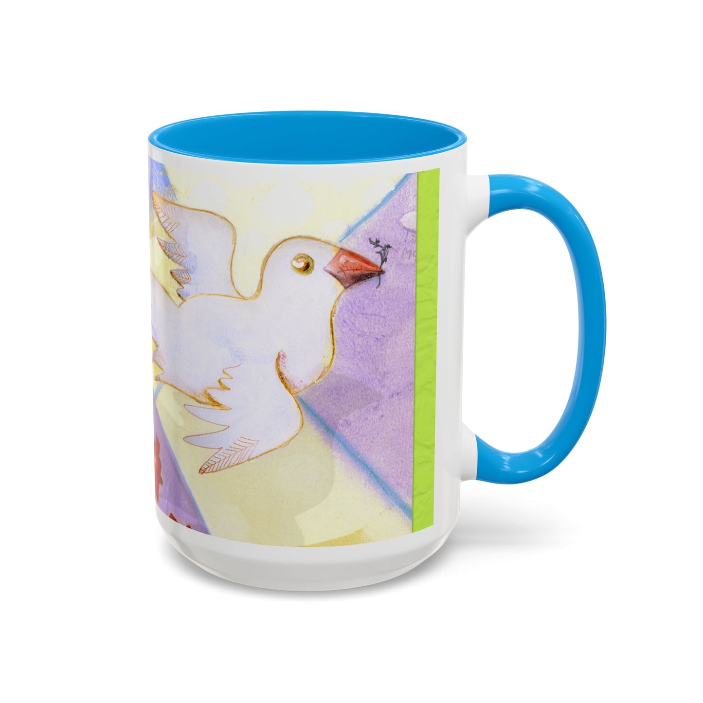 Colorful Dove, Peace offering - Colorful Mug by artist Marie Frederique