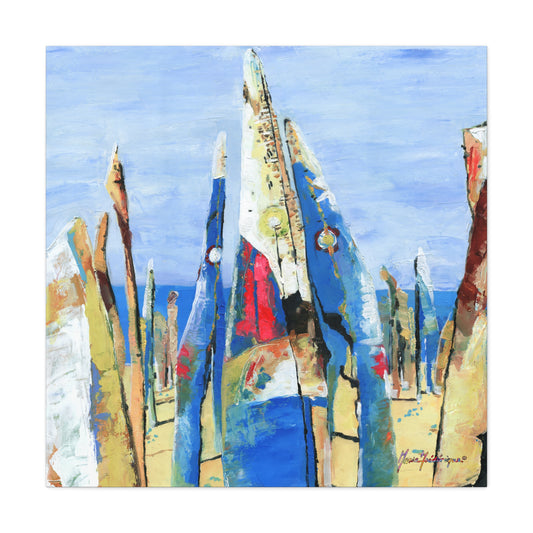 Beach Party 2, Abstract Canvas Wall Art by artist Marie Frederique