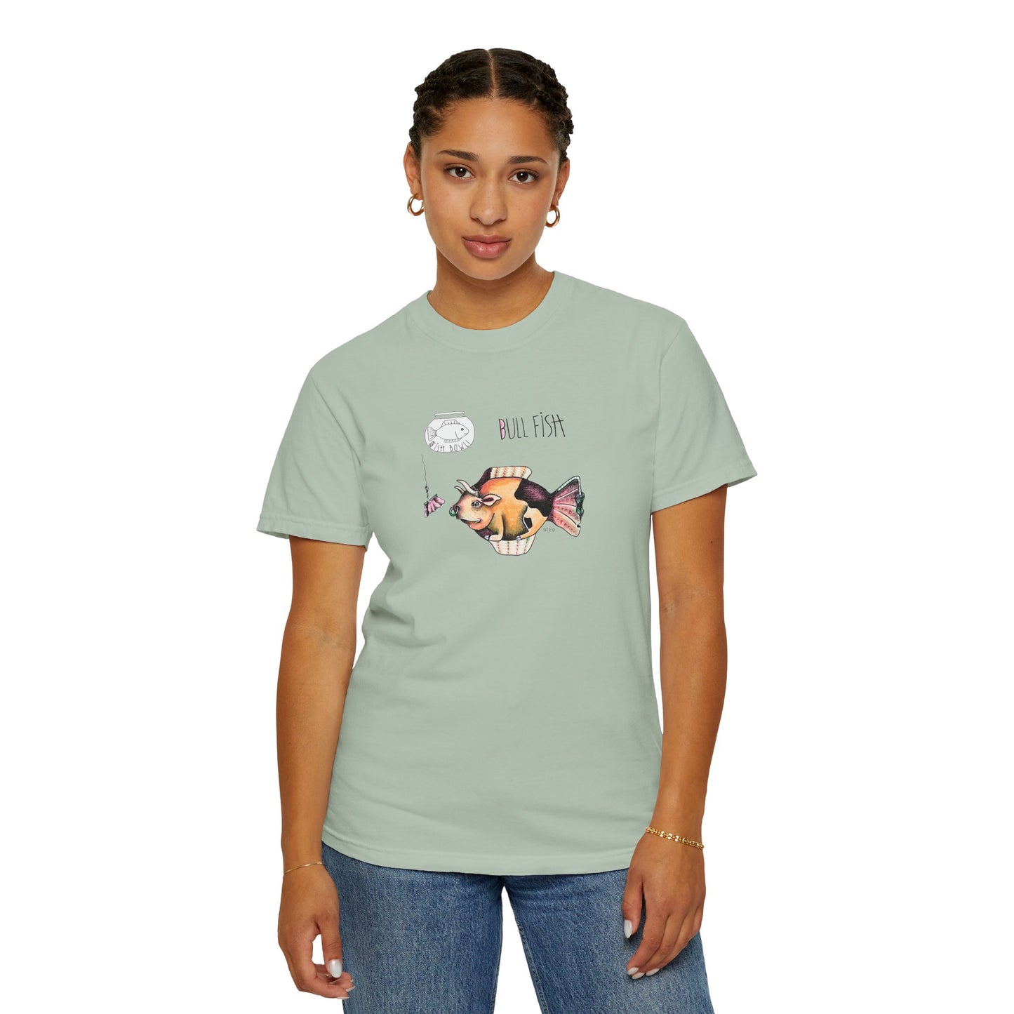 FISHBOWL, Bull Fish - Unisex Garment-Dyed T-shirt by artist Marie Frederique