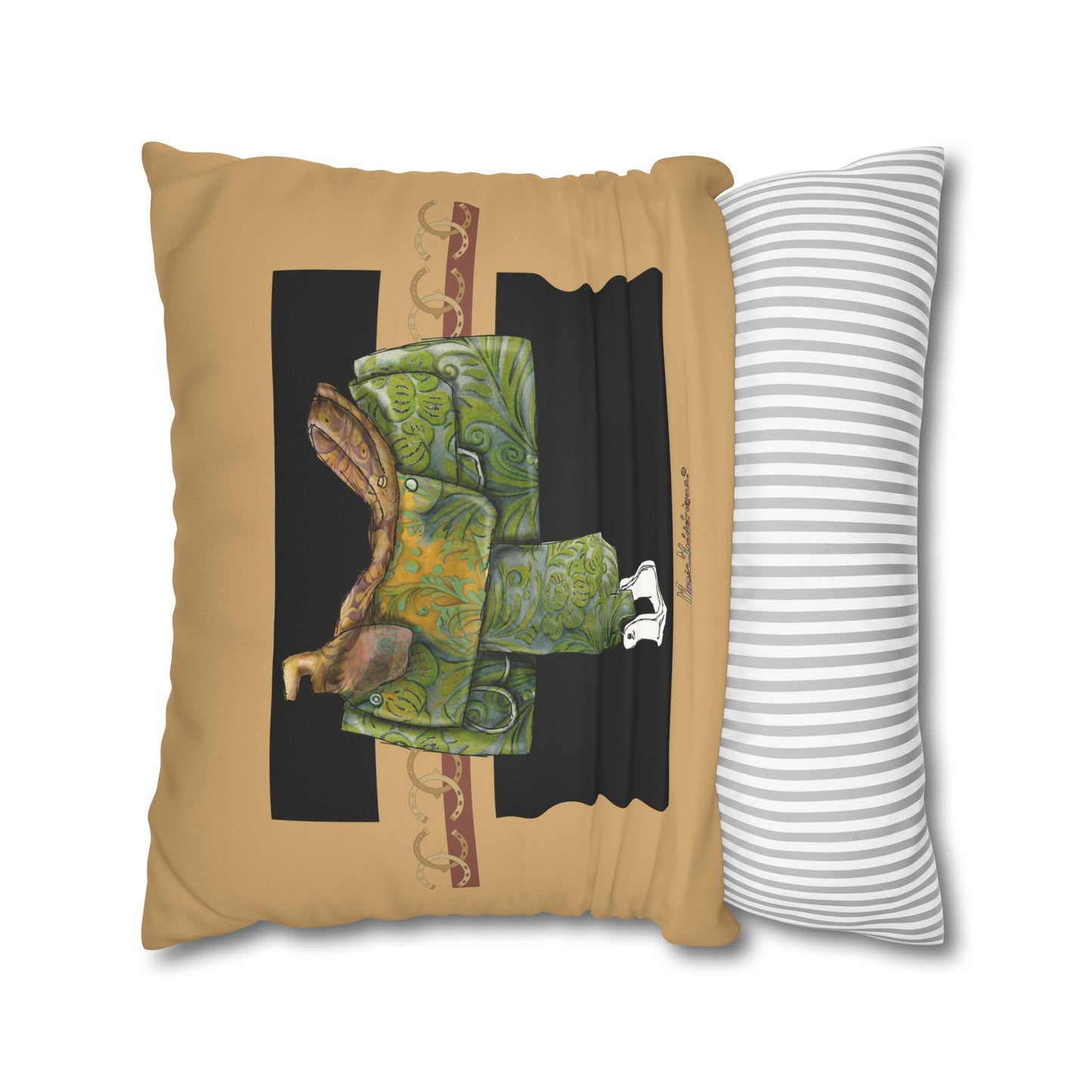 Cowboy Saddle Faux Suede Pillowcase — Western Decor Accent by artist Marie Frederique
