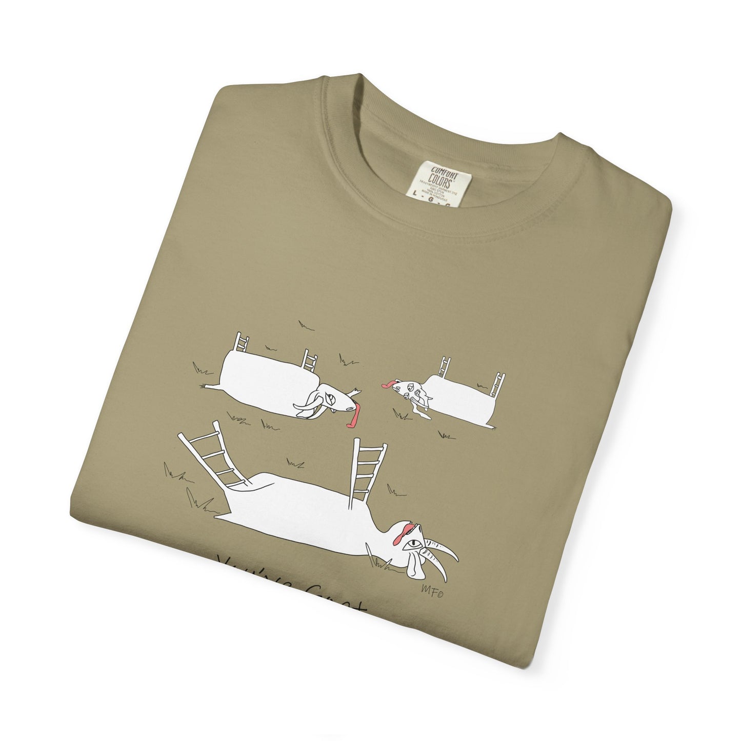 Goat lovers, "You've Goat to Be Kidding Me" cotton T-shirt by artist Marie Frederique