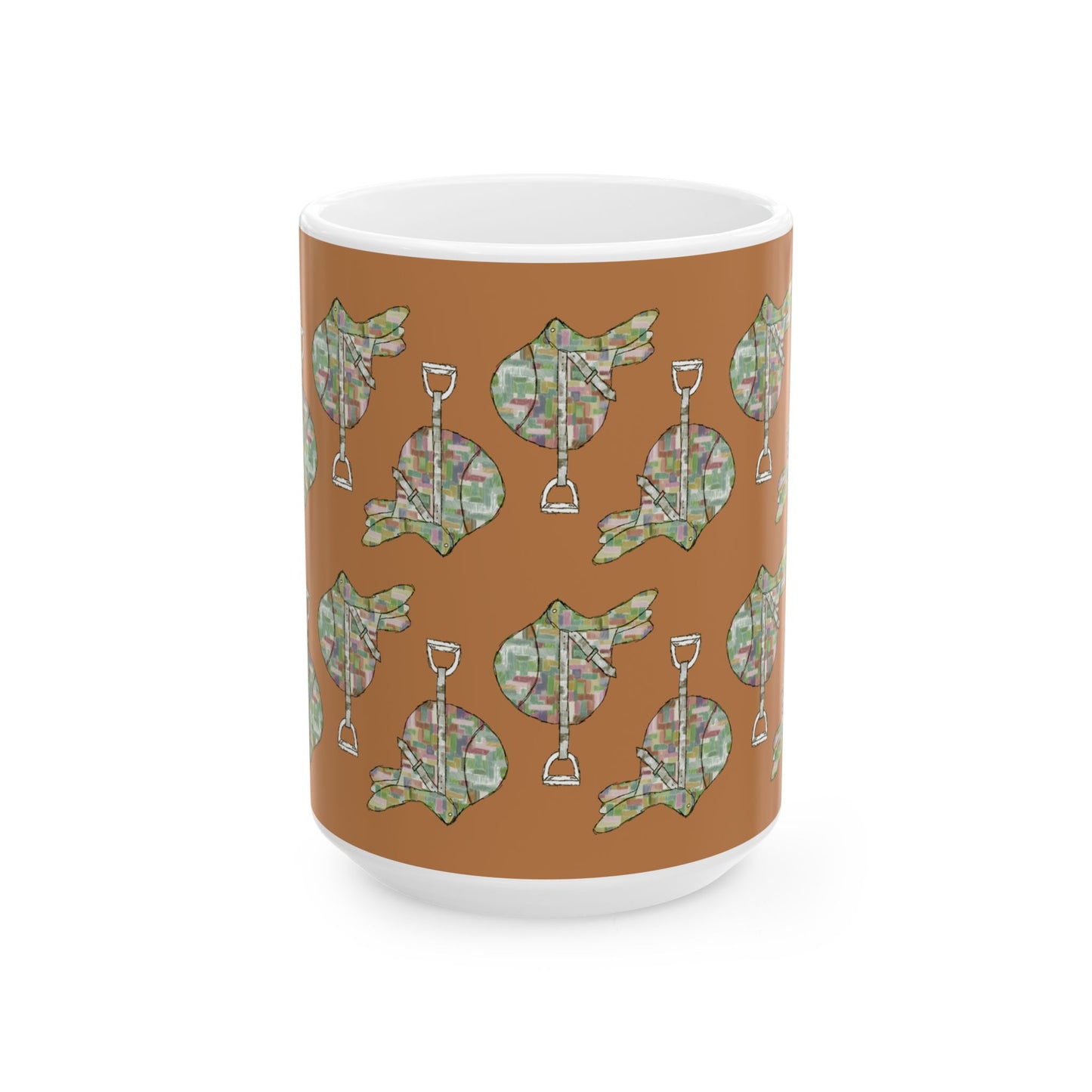 Equestrian Saddle pattern Ceramic Mug (11oz/15oz) by artist Marie Frederique