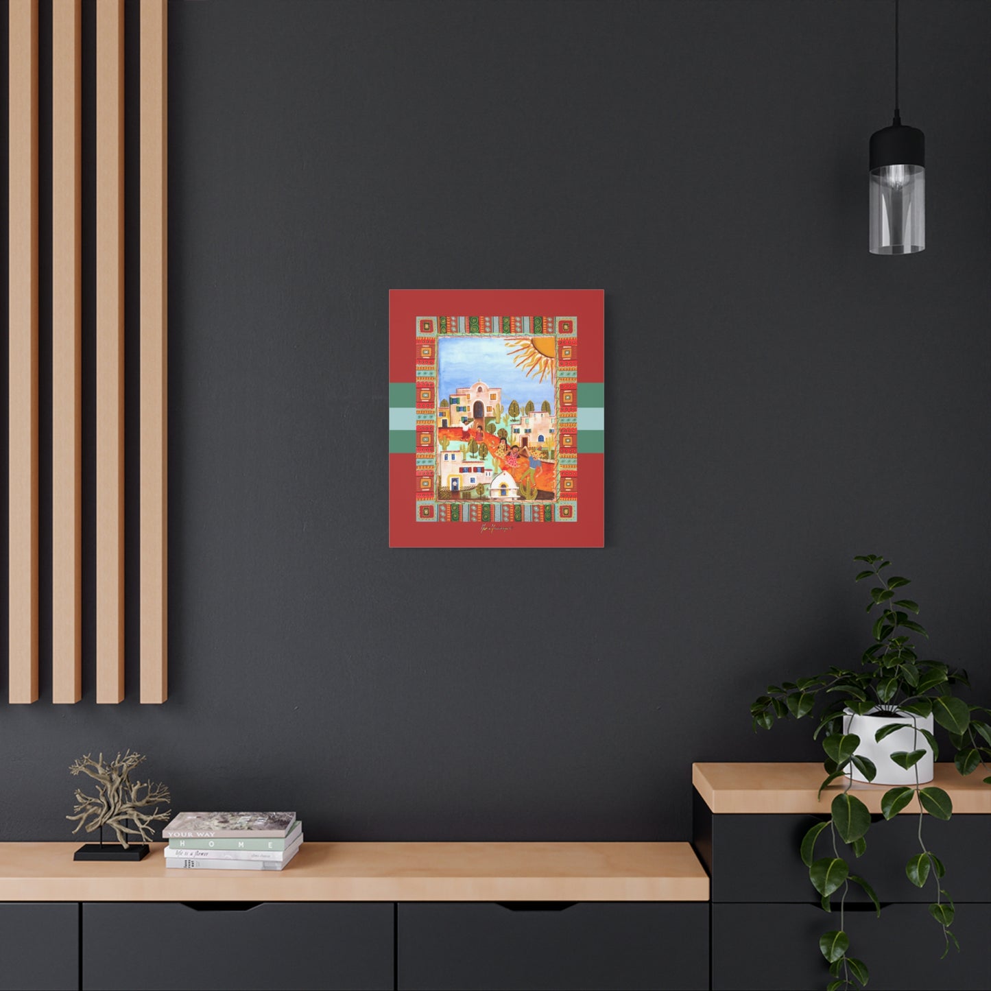 Fiesta Village Sun, Matte Canvas print by artist Marie Frederique