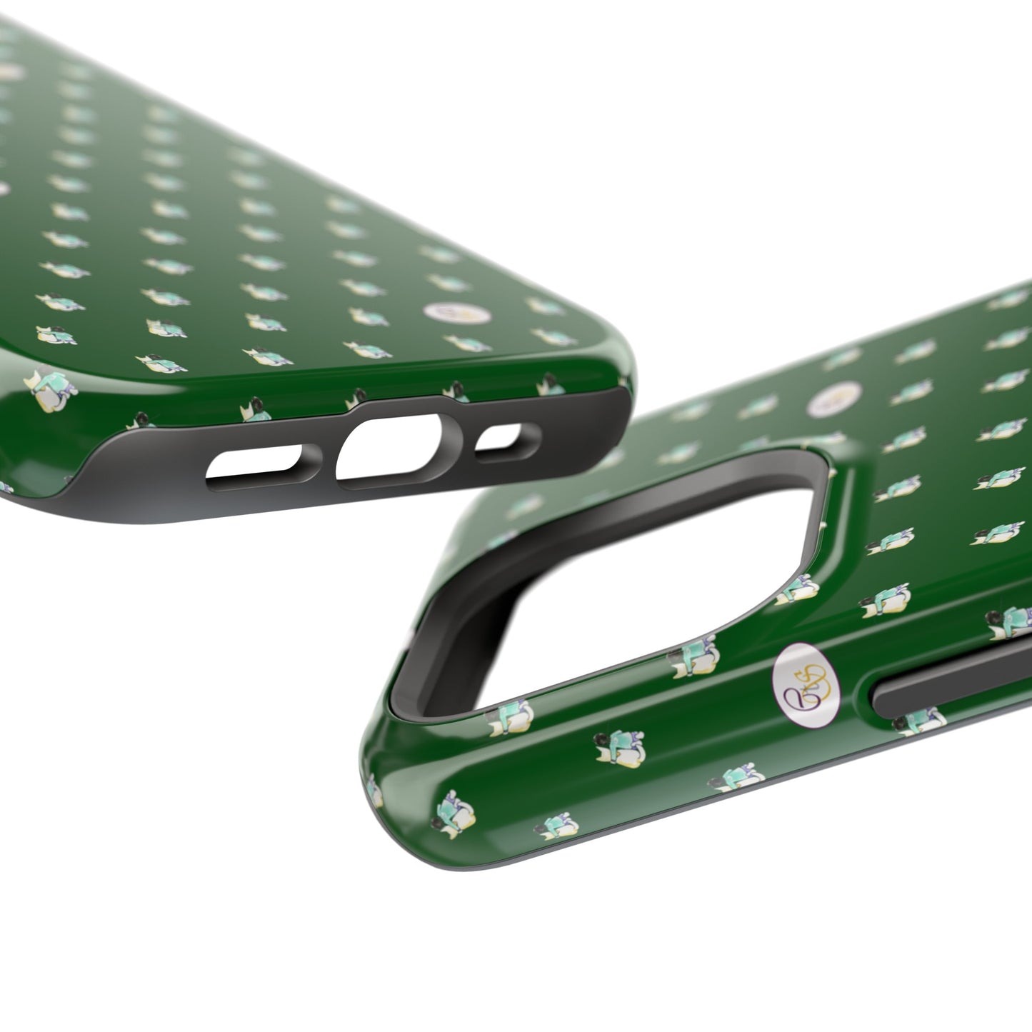 CTS Green - repeat pattern boy and dog, Impact-Resistant Phone Cases by artist Marie Frederique