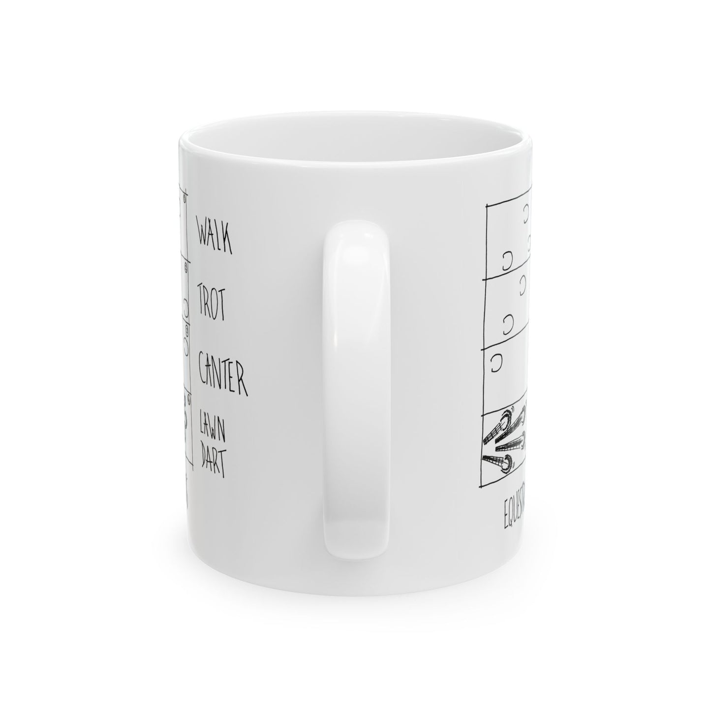CTS Lawndart, Equestrian Gaits humor - Ceramic Mug, (11oz, 15oz) by artist Marie Frederique