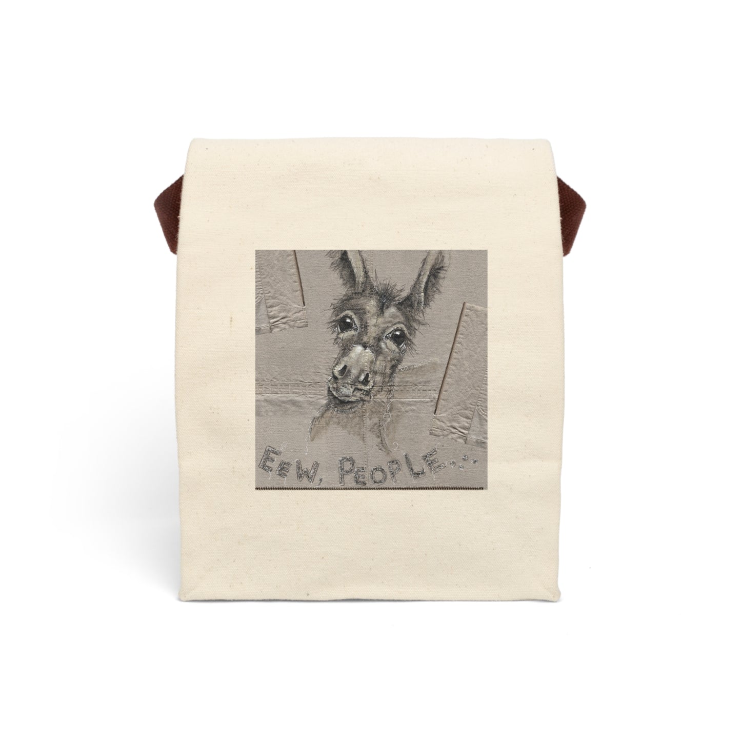 Fun Donkey art print with "Eew People" - Canvas Lunch Bag With Strap by Artist Marie Frederique