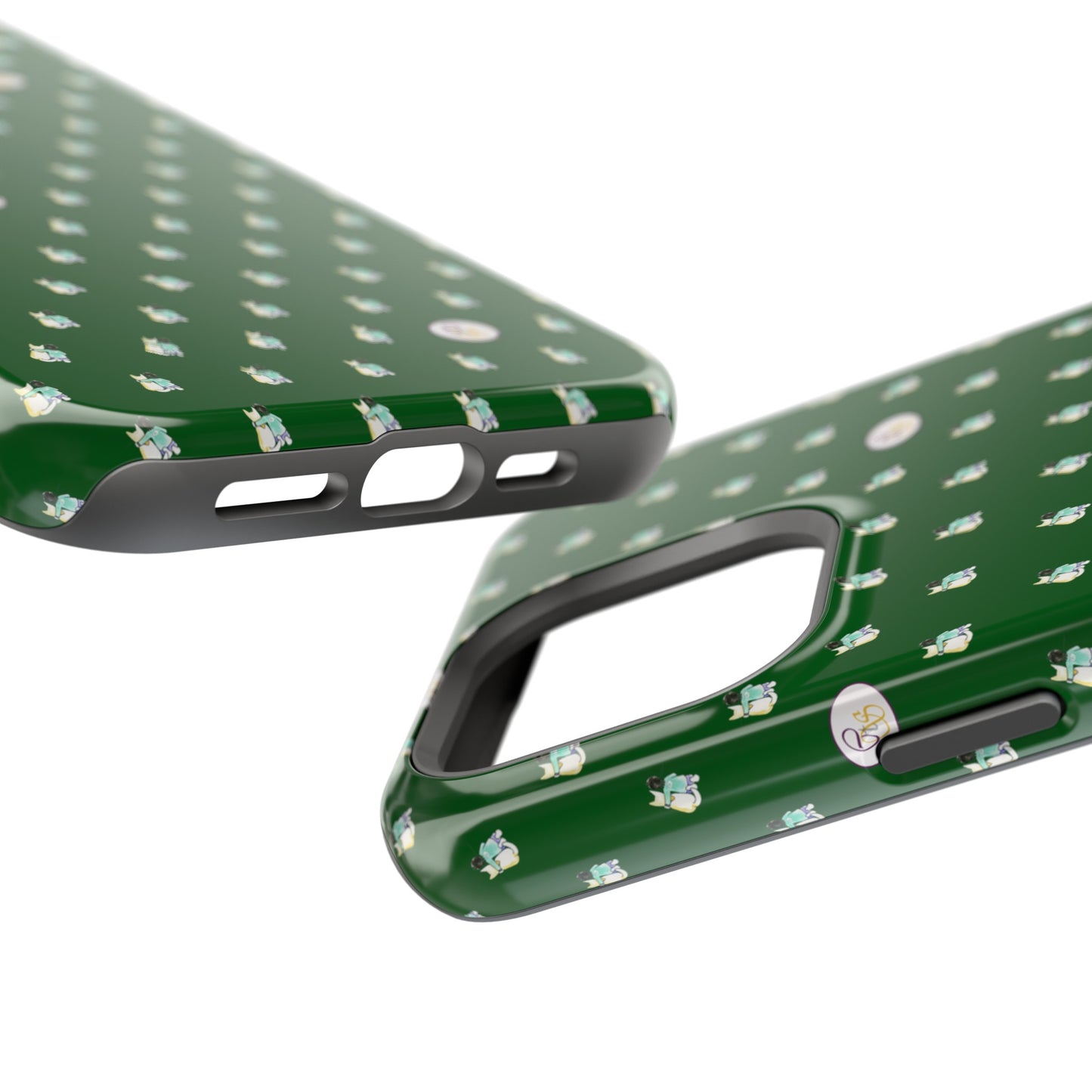 CTS Green - repeat pattern boy and dog, Impact-Resistant Phone Cases by artist Marie Frederique