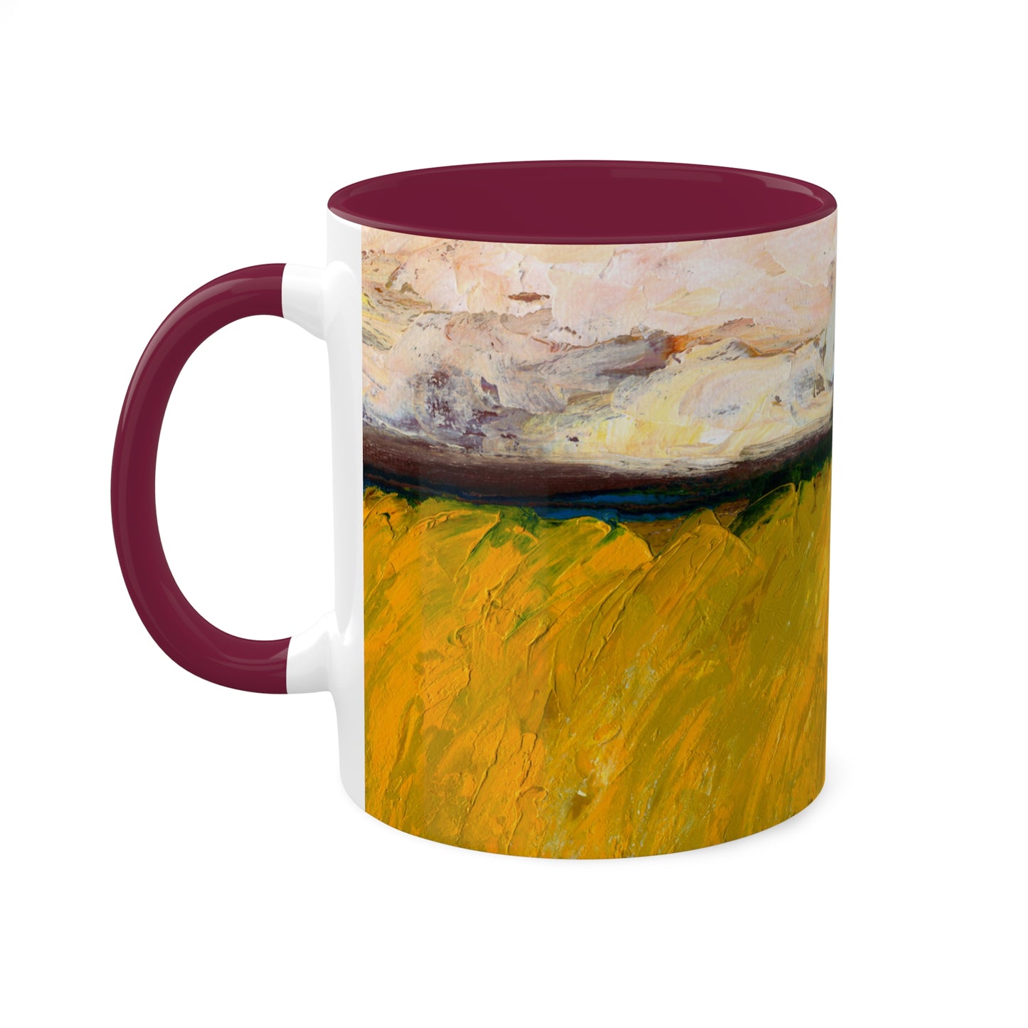 Brewing up a Storm, Colorful Mug in 3 colors - Black, Maroon and Pink, 11oz By Artist Marie Frederique