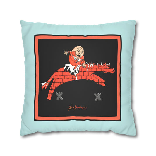 Humpty Jumpty Faux Suede Pillowcase — Retro Graphic Square Throw Pillow Cover by artist Marie Frederique