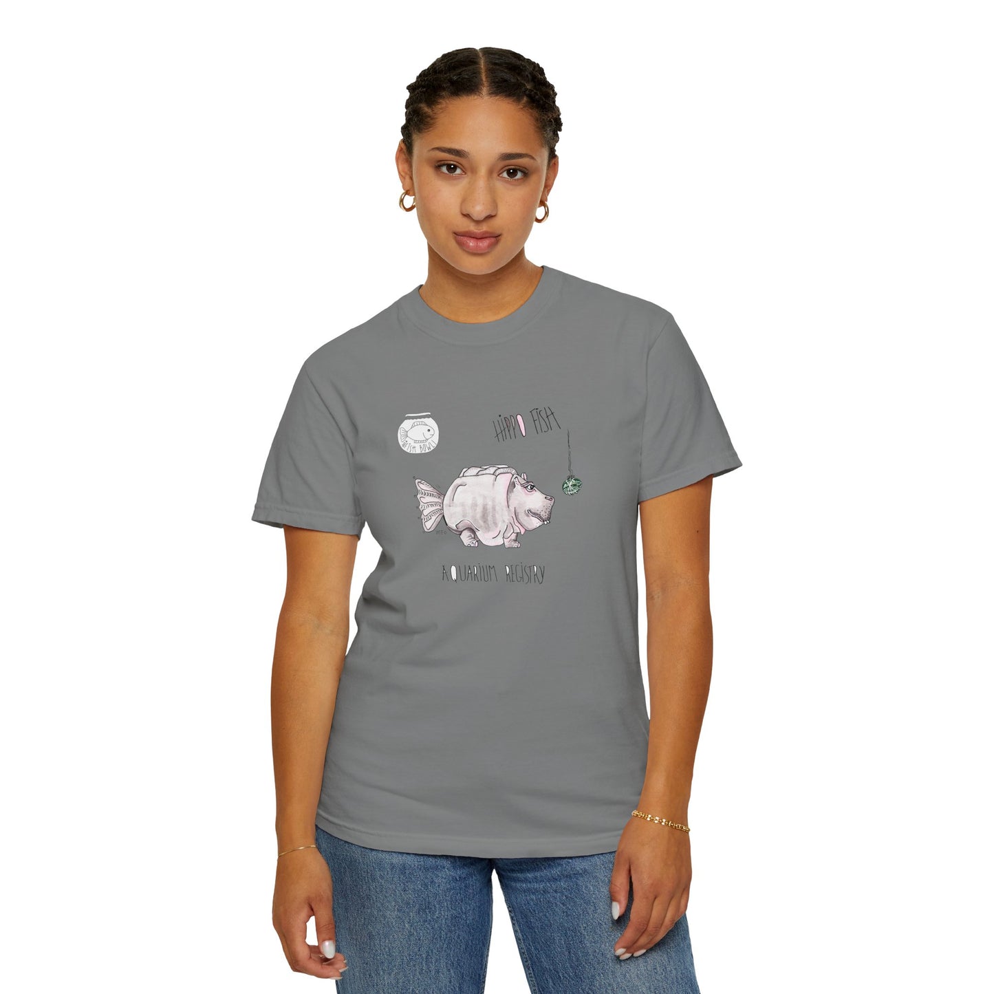 Hippo Fish Unisex T-shirt - The Fishbowl Collection by artist Marie Frederique