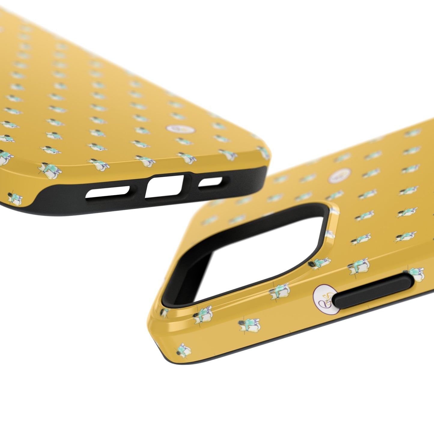 CTS Gold - repeat pattern boy and dog, Impact-Resistant Phone Cases by artist Marie Frederique