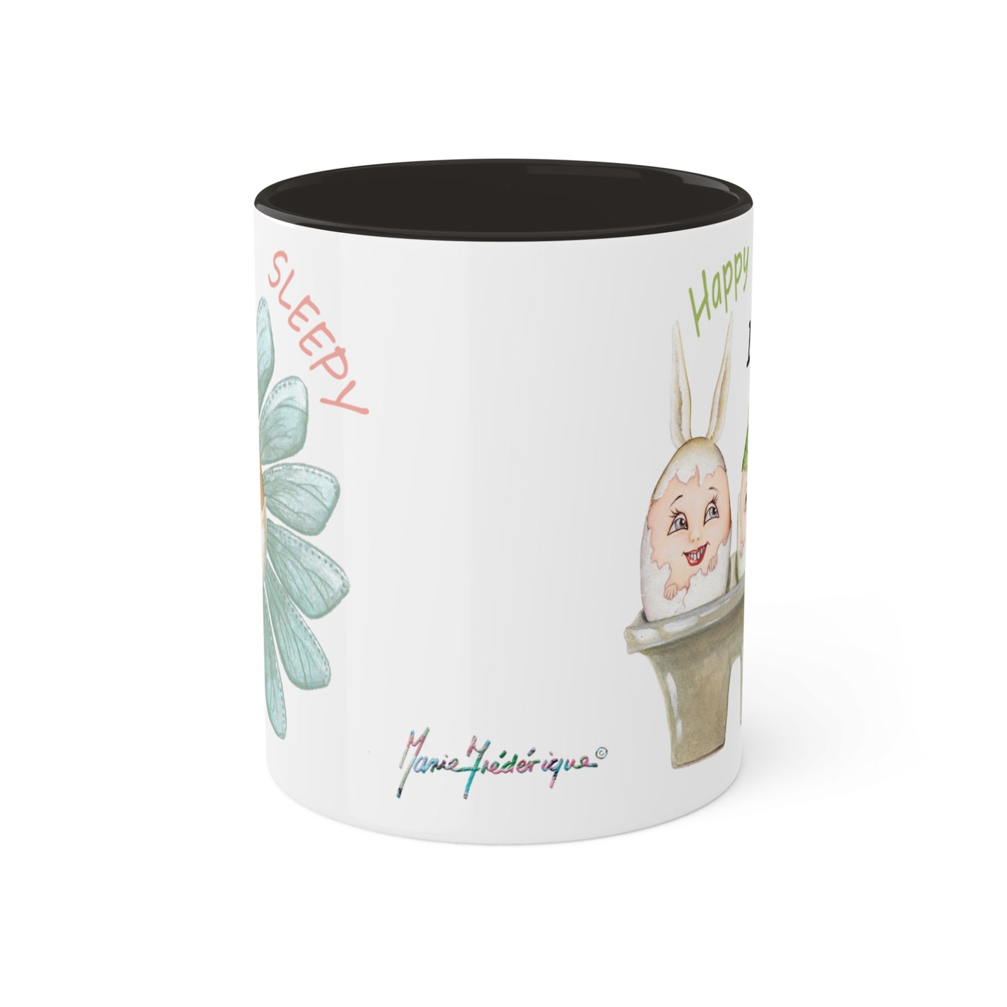 Whimsical Egg Crate 2, Colorful Mug in black, pink or green, 11oz by Artist Marie Frederique