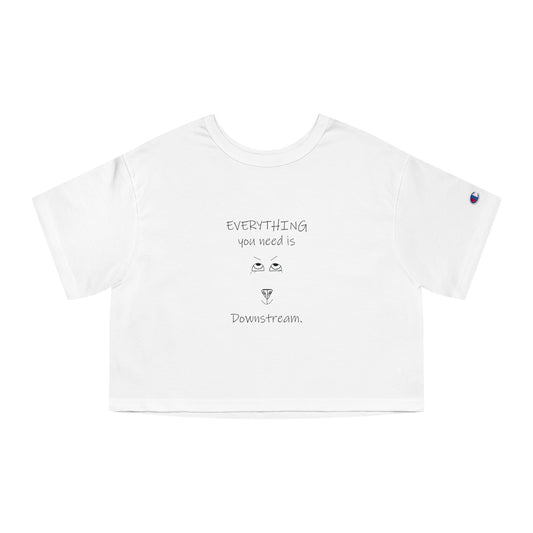 Everything you need is downstream - 100% Cotton Cropped T-Shirt by Artist Marie Frederique