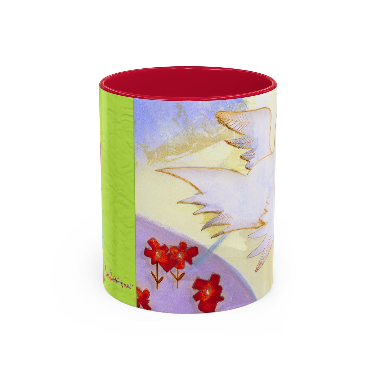 Colorful Dove, Peace offering - Colorful Mug by artist Marie Frederique