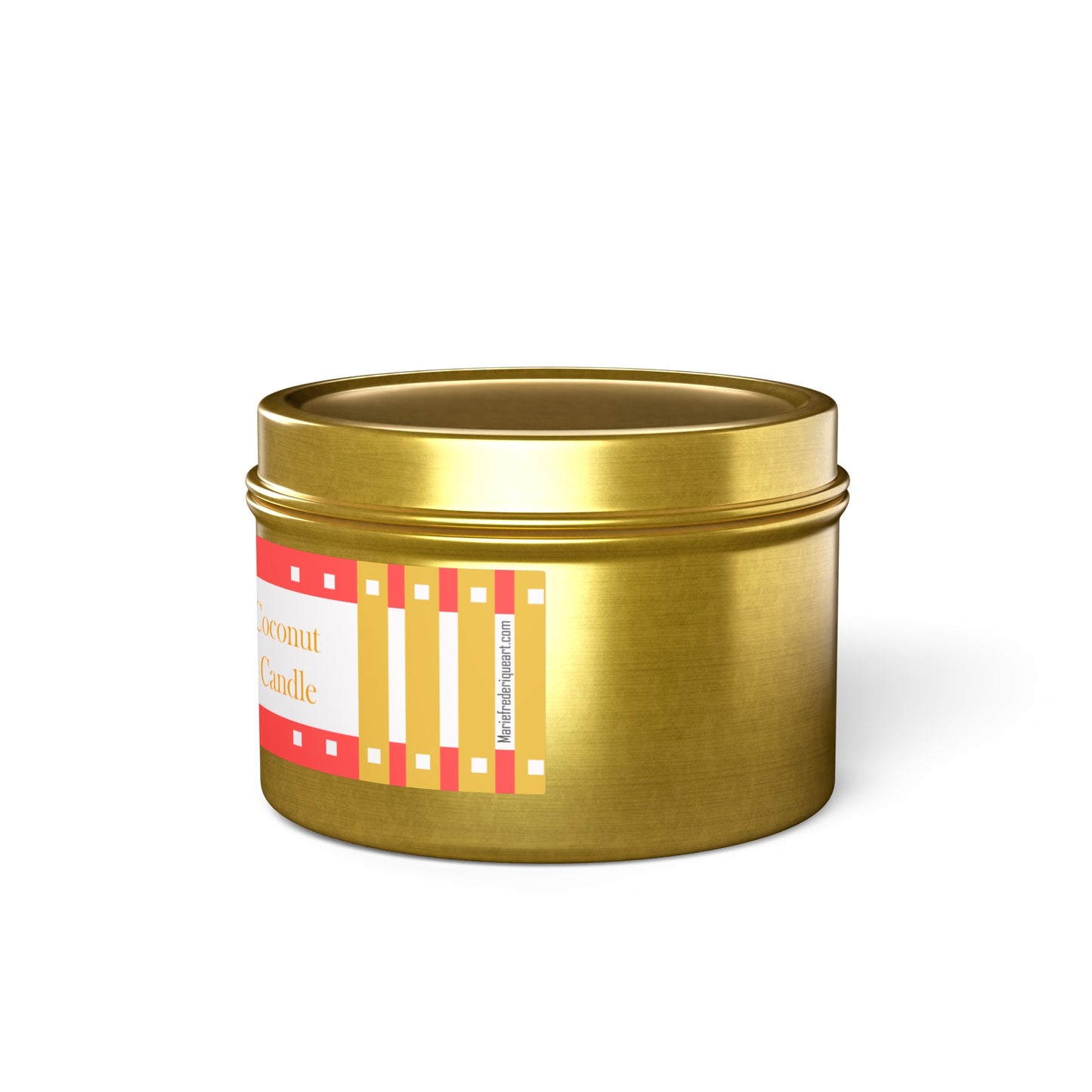 CTS #3 Candle Collection, "Mango Coconut" Scented Coconut Soy Wax Candle in a metal tin. 4 oz or 8 oz, 3 tin colors silver, black or gold