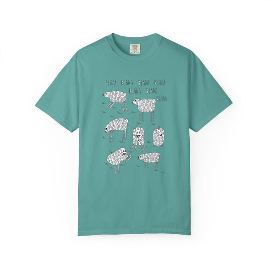 Blaaa Blaaa, Fun Sheep Unisex T-Shirt - Quiet Time Humor by artist Marie Frederique