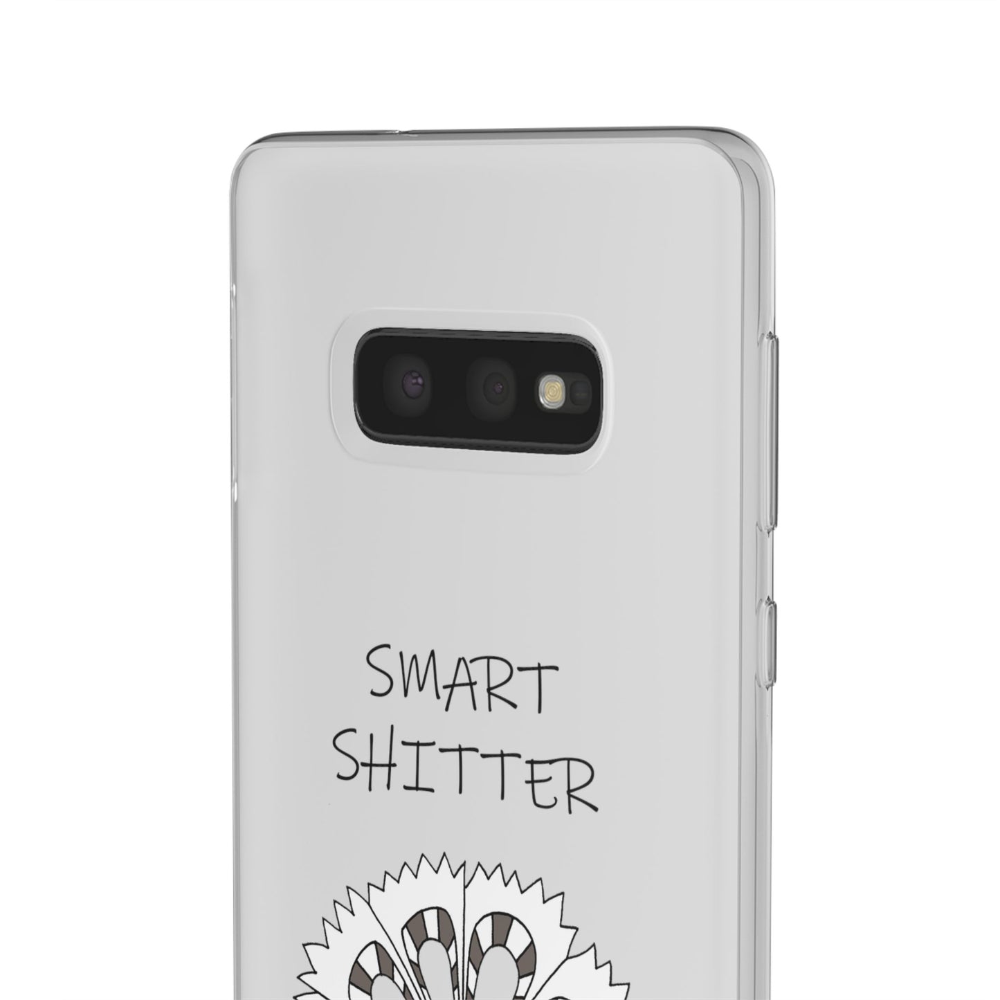 SMART SHITTER, with a Mandala Flower in black and white, Adult Humor phone case - Flexi Cases by artist Marie Frederique