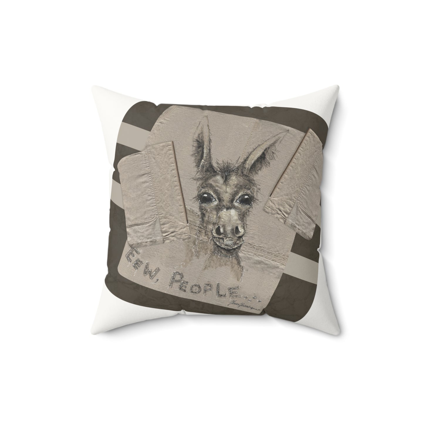 Donkey lovers - EWE, PEOPLE...  Whimsical Animal Art Pillow by artist Marie Frederique