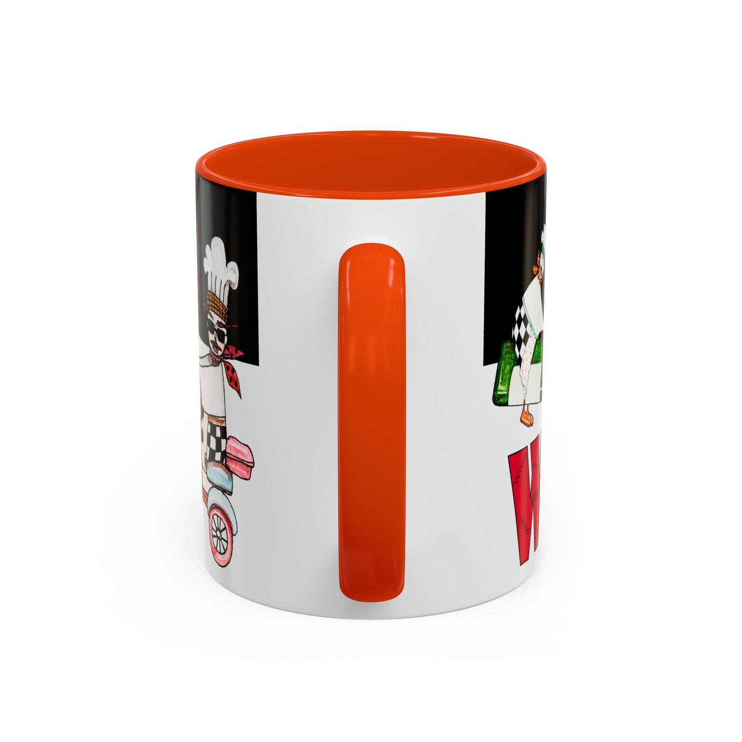 Colorful WTF Holiday Mugs by artist Marie Frederique
