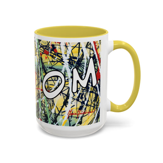 OM/AUM Zen, Abstract expressionist Colorful Mug by Artist Marie Frederique