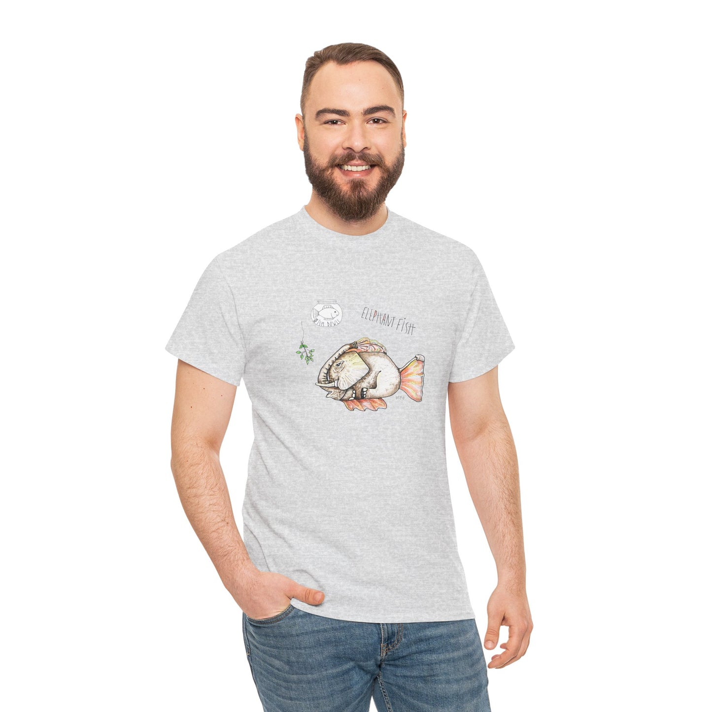 FISHBOWL Elephant Fish, - Unisex Heavy Cotton Tee by artist Marie Frederique