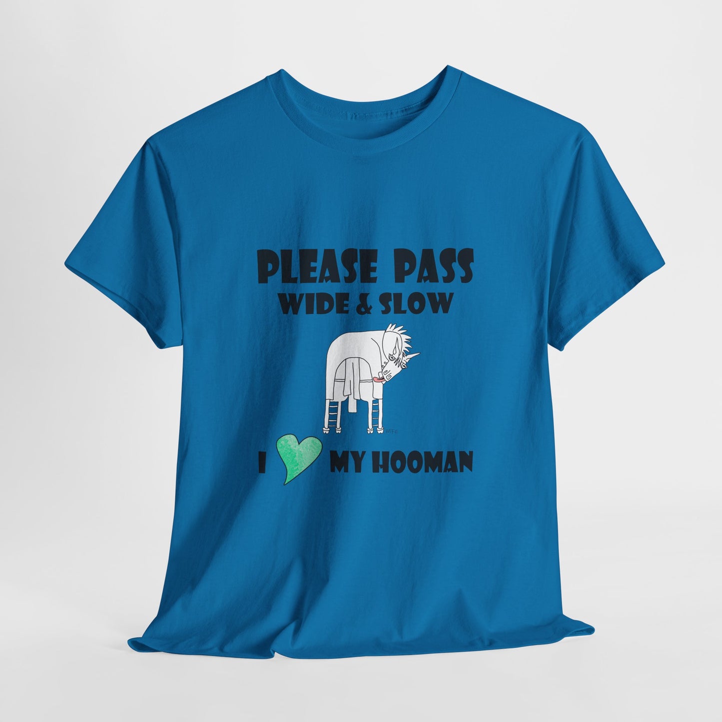 Equestrian safety awareness top - Please Pass Wide & Slow, I ❤️ My Hooman by artist Marie Frederique