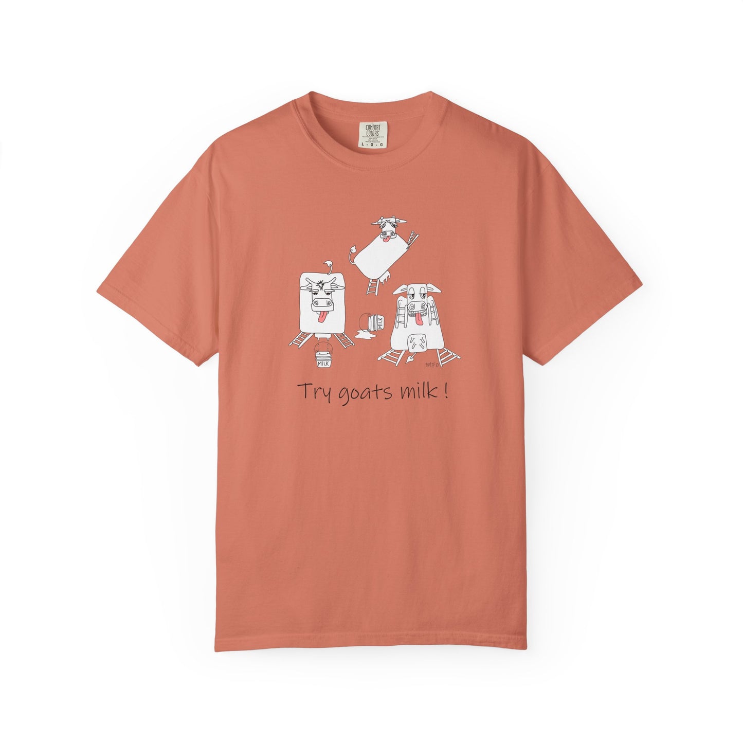 Goat milk lovers, Ranch Cow T-Shirt by artist Marie Frederique