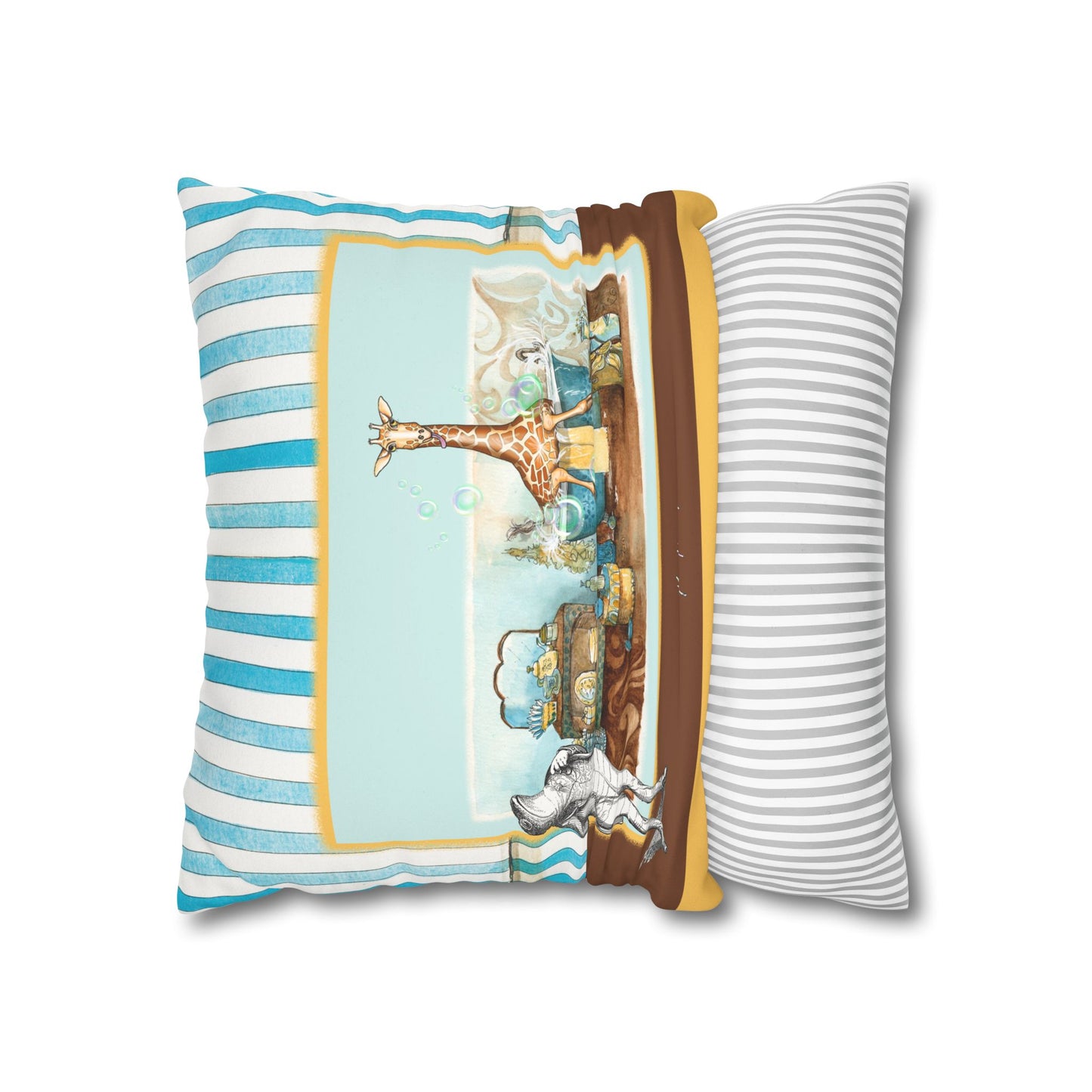 Giraffe Faux Suede Square Pillow cover only — Nursery Animal Decorative Pillow cover by artist Marie Frederique